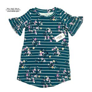 NEW Rumi + Ryder XS (4-5Y) Teal Striped Floral Dress